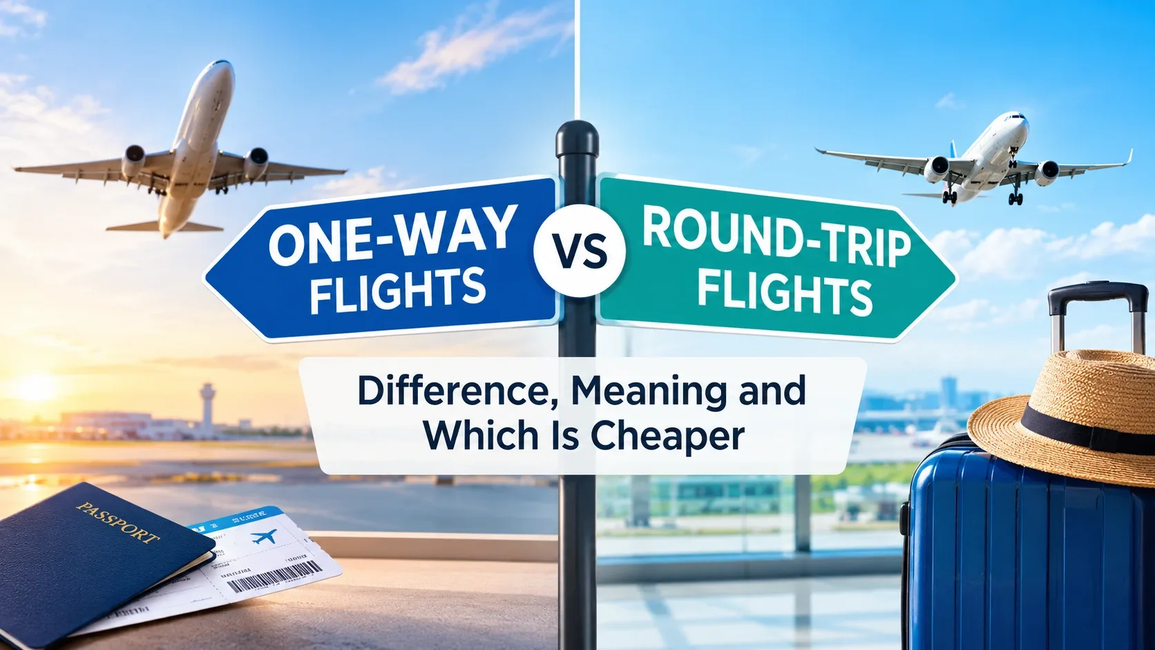 One-way vs round-trip flights comparison for travelers choosing airline tickets