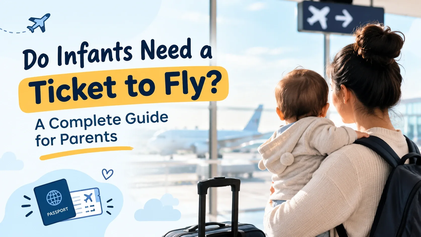 Parents traveling with their infant baby on an airplane