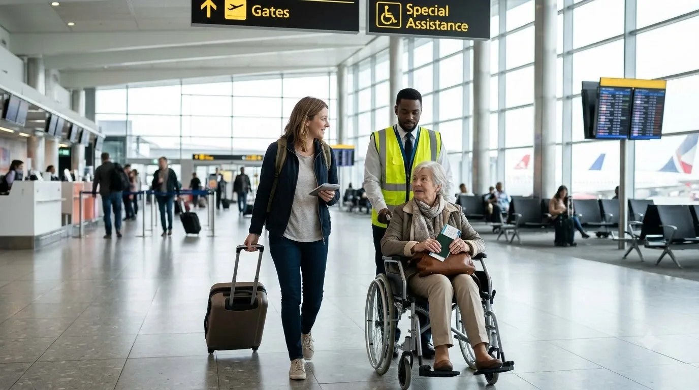 Traveler booking a flight online with a debit card and laptop