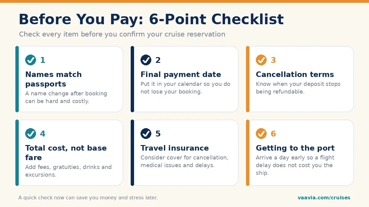 Cruise before you pay checklist