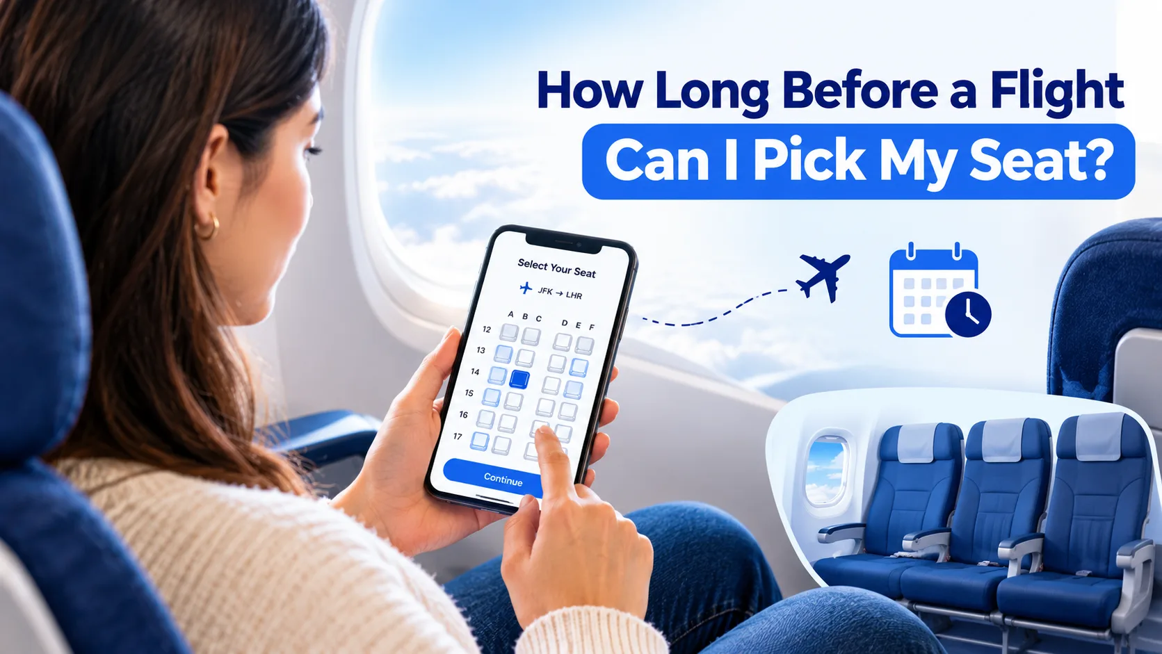 Traveller checking available airplane seats before a flight