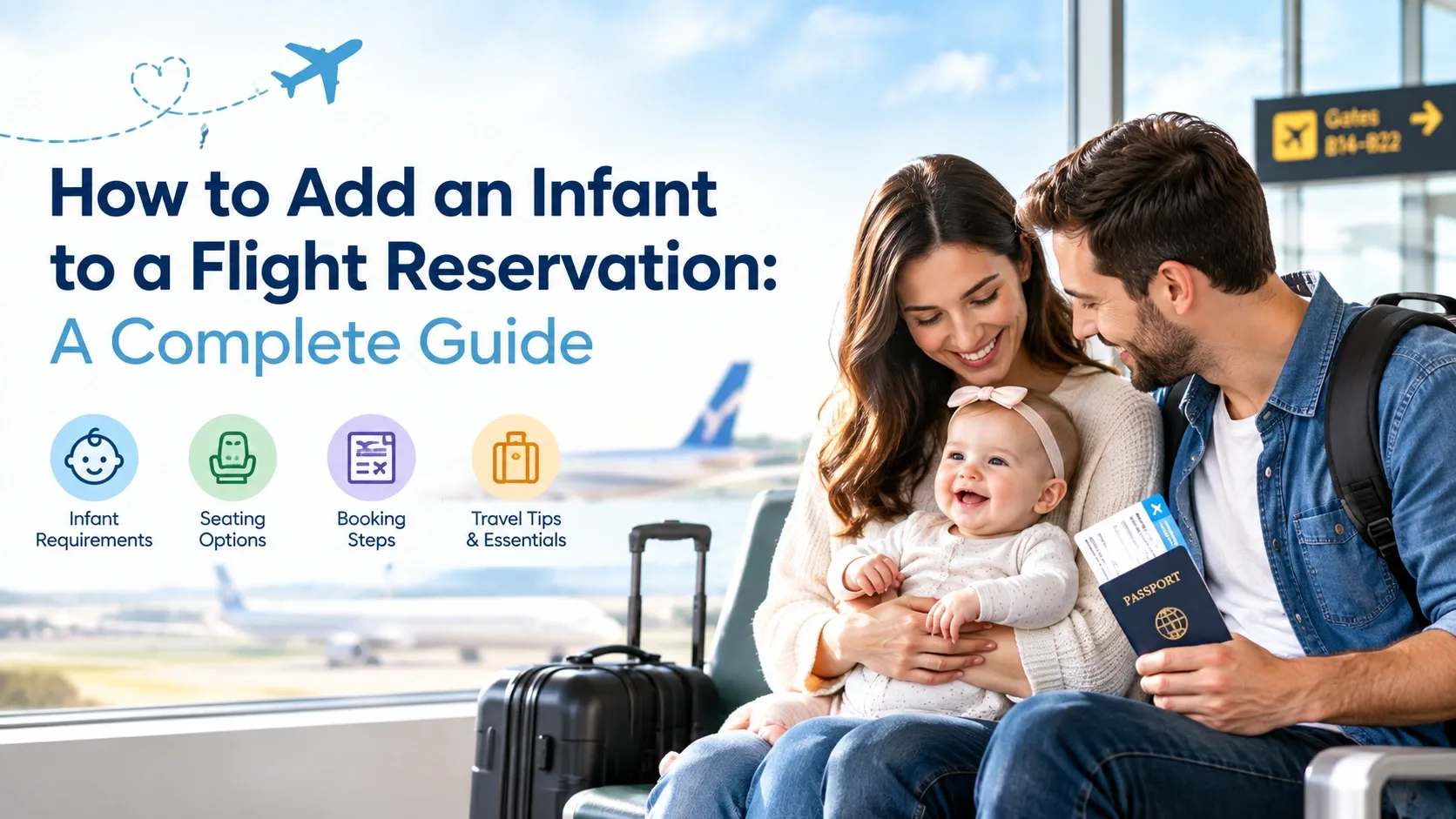 Parent traveling with an infant and checking a flight reservation before departure